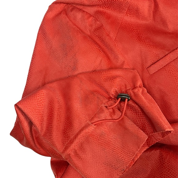 Chico’s Coral Salmon Jacket Full Zip 2 M/L Snake Pattern 3/4 Sleeve Cords Lined - Picture 10 of 15